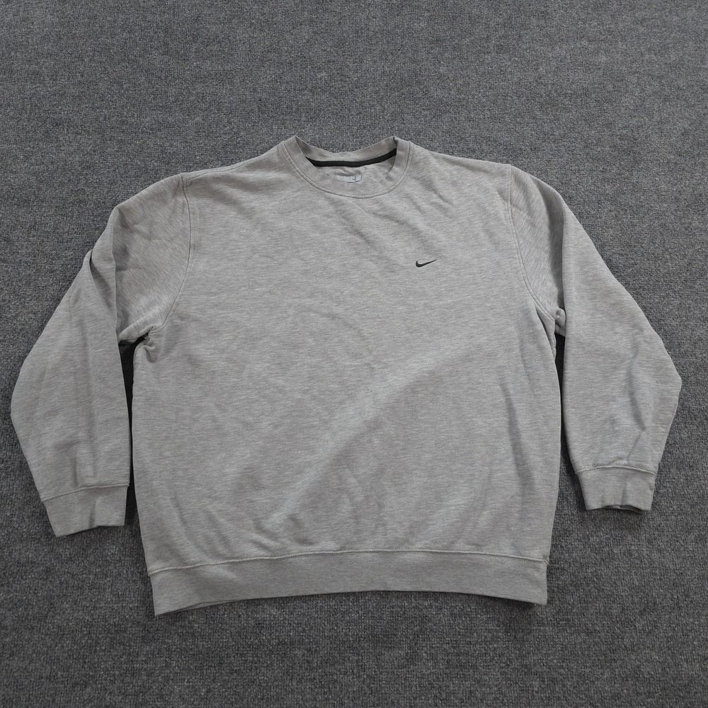 Vintage Nike Sweatshirt Mens XL Gray Fleece Crewneck‎ Pullover Swoosh Logo Y2K